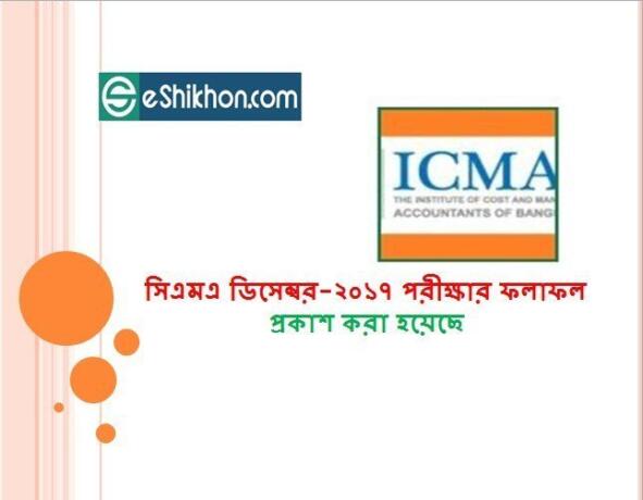 সিএমএ ডিসেম্বর-২০১৭ পরীক্ষার ফলাফল প্রকাশ করা হয়েছে