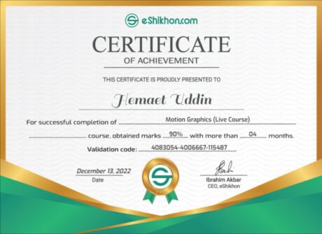 Certificate for User Hemaet Uddin