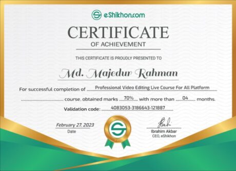 Certificate for User Md. Majedur Rahman